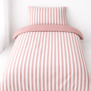 Pościel biało różowe pasy
